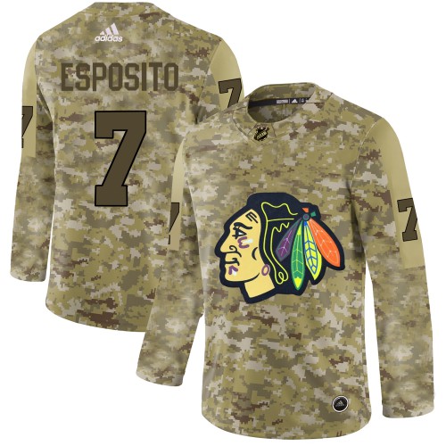 Adidas Chicago Blackhawks #7 Tony Esposito Camo Authentic Stitched Jersey Men's