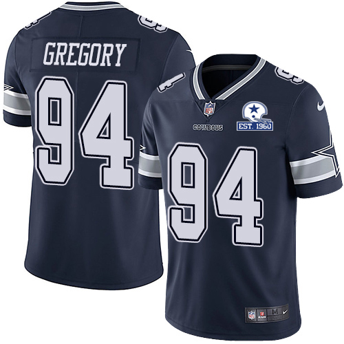 Dallas Cowboys #94 Randy Gregory Navy Blue Team Color Men's Stitched With Established In 1960 Patch Vapor Untouchable Limited Jersey Men's