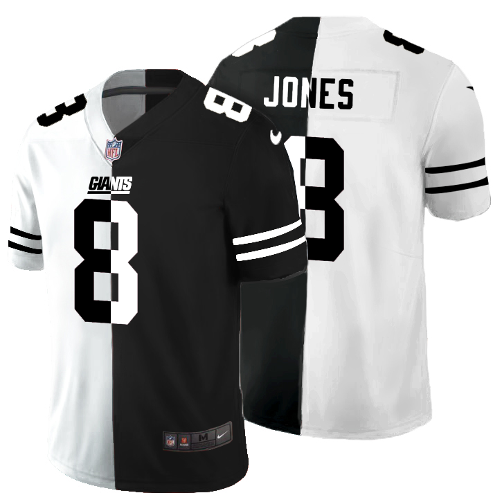 New York Giants #8 Daniel Jones Men's Black V White Peace Split Vapor Untouchable Limited Jersey