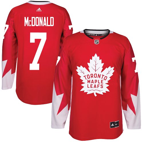 Adidas Maple Toronto Maple Leafs #7 Lanny McDonald Red Team Canada Authentic Stitched Jersey Men's