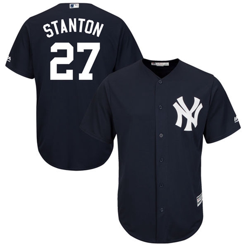 New York Yankees #27 Giancarlo Stanton Navy blue Cool Base Stitched Youth Jersey Youth