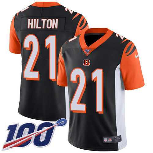 Cincinnati Bengals #21 Mike Hilton Black Team Color Youth Stitched 100th Season Vapor Untouchable Limited Jersey Youth