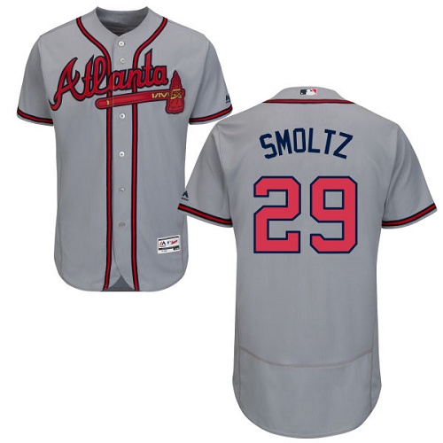 Atlanta Braves #29 John Smoltz Grey Flexbase Authentic Collection Stitched Jersey Men's