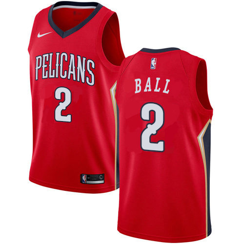 New Orleans Pelicans #2 Lonzo Ball Red Swingman Statement Edition Jersey Mens