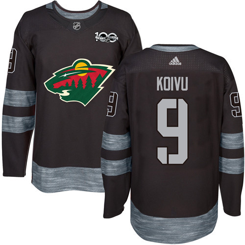 Adidas Minnesota Wild #9 Mikko Koivu Black 1917-2017 100th Anniversary Stitched Jersey Men's