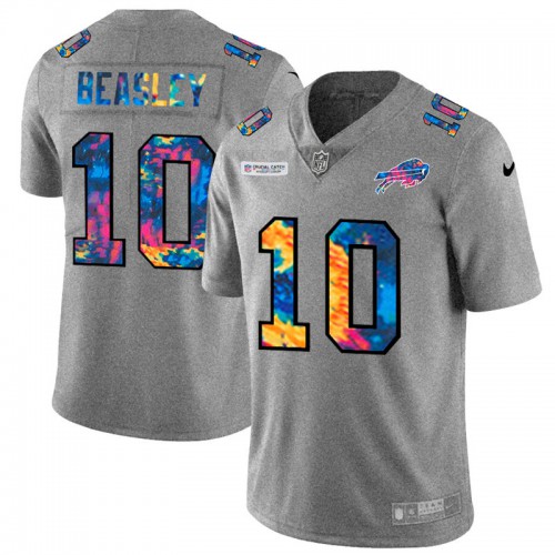 Buffalo Buffalo Bills #10 Cole Beasley Men's Multi-Color 2020 Crucial Catch Jersey Greyheather Men's