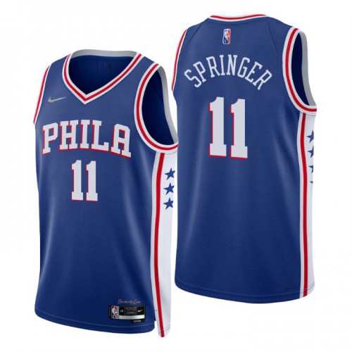Philadelphia 76ers #11 Jaden Springer Royal Mens 2021-22 75th Anniversary Diamond Swingman Jersey - Icon Edition Mens