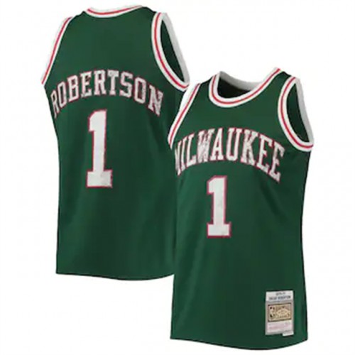 Milwaukee Bucks #1 Oscar Robertson Mitchell & Ness 1996-97 Hardwood Classics 75th Anniversary Diamond Swingman Jersey - Green Mens
