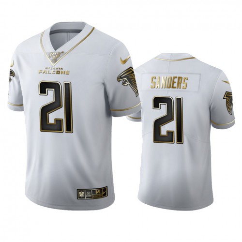 Atlanta Atlanta Falcons #21 Deion Sanders Men's White Golden Edition Vapor Limited 100 Jersey Men's