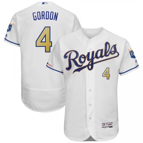 Kansas City Kansas City Royals #4 Alex Gordon Majestic Alternate Authentic Collection Flex Base Player Jersey White Men's