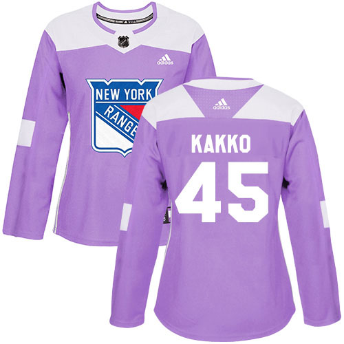 Adidas New York Rangers #45 Kappo Kakko Purple Authentic Fights Cancer Women's Stitched Jersey Womens