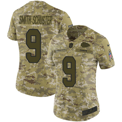 Chiefs #9 JuJu Smith-Schuster Camo Women's Stitched Limited 2018 Salute To Service Jersey