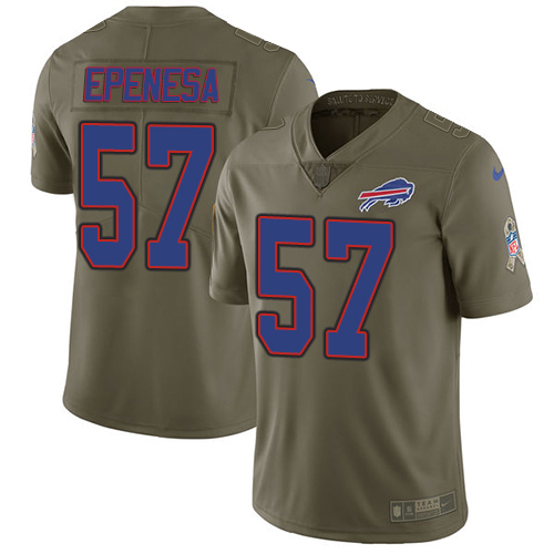 Buffalo Bills #57 A.J. Epenesas Olive Youth Stitched Limited 2017 Salute To Service Jersey Youth