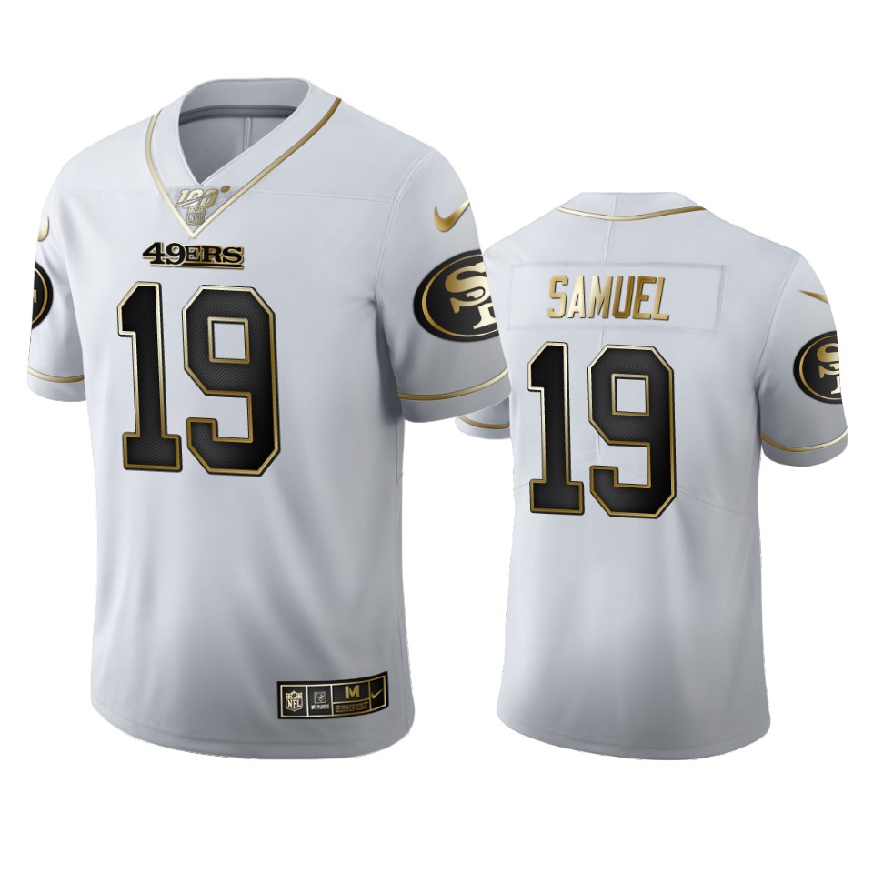 San Francisco 49ers #19 Deebo Samuel Men's White Golden Edition Vapor Limited 100 Jersey