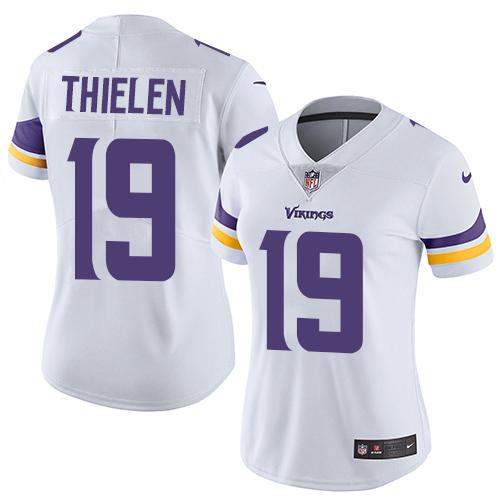 Vikings #19 Adam Thielen White Women's Stitched Vapor Untouchable Limited Jersey