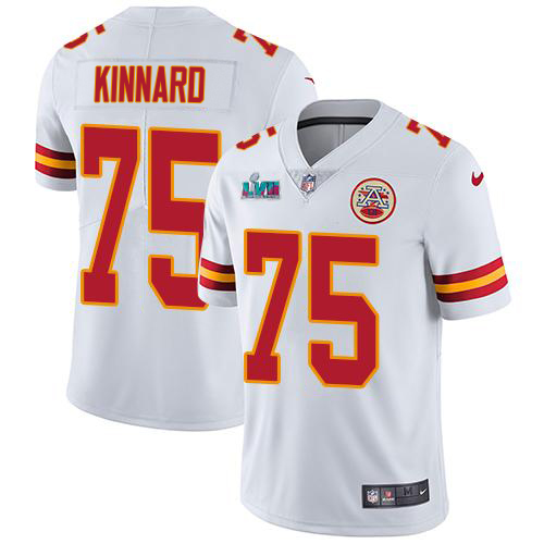 Chiefs #75 Darian Kinnard White Super Bowl LVII Patch Men's Stitched Vapor Untouchable Limited Jersey
