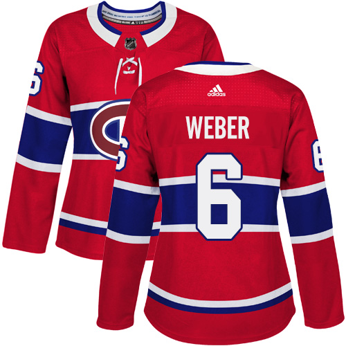 Adidas Montreal Canadiens #6 Shea Weber Red Home Authentic Women's Stitched Jersey Womens