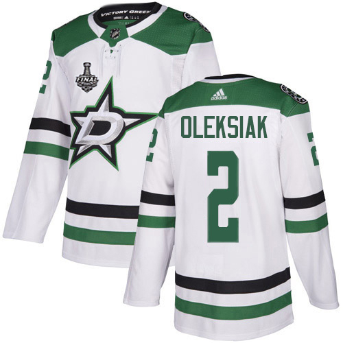 Adidas Dallas Stars #2 Jamie Oleksiak White Road Authentic 2020 Stanley Cup Final Stitched Jersey Men's