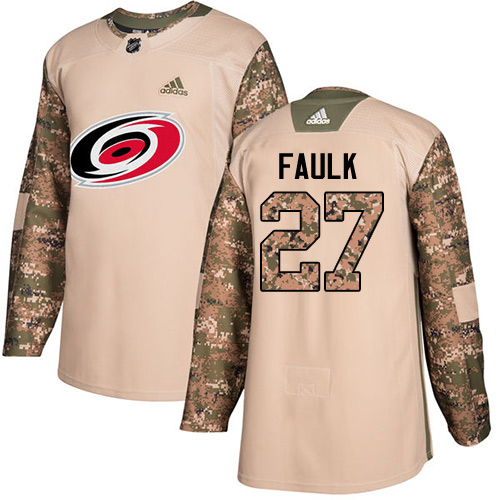 Adidas Carolina Hurricanes #27 Justin Faulk Camo Authentic 2017 Veterans Day Stitched Youth Jersey Youth