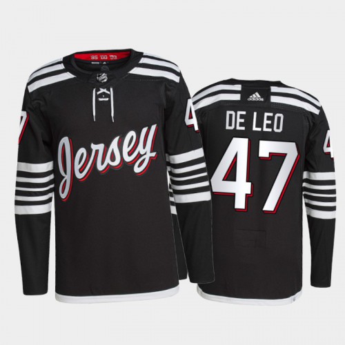Adidas New Jersey Devils #47 Chase De Leo Men's 2021-22 Alternate Authentic Jersey - Black Men's