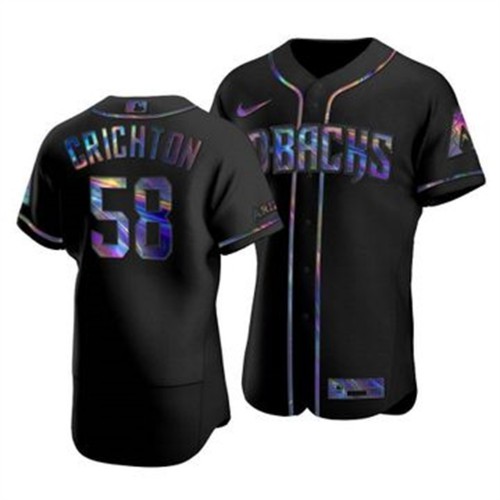 Arizona Arizona Diamondbacks #58 Stefan Crichton Men's Iridescent Holographic Collection Jersey - Black Men's