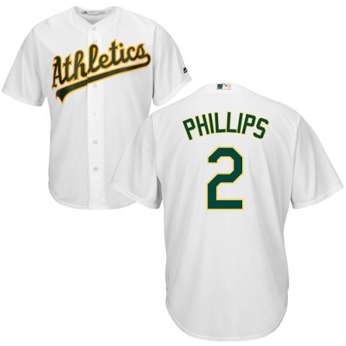 Oakland Athletics #2 Tony Phillips White Cool Base Stitched Youth Jersey Youth