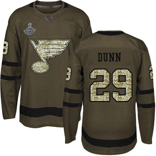 Adidas St. Louis Blues #29 Vince Dunn Green Salute to Service Stanley Cup Champions Stitched Jersey Men's