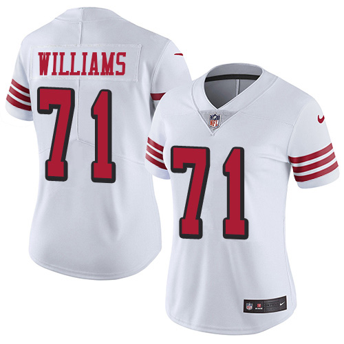 San Francisco San Francisco 49ers #71 Trent Williams White Women's Stitched Limited Rush Jersey Womens