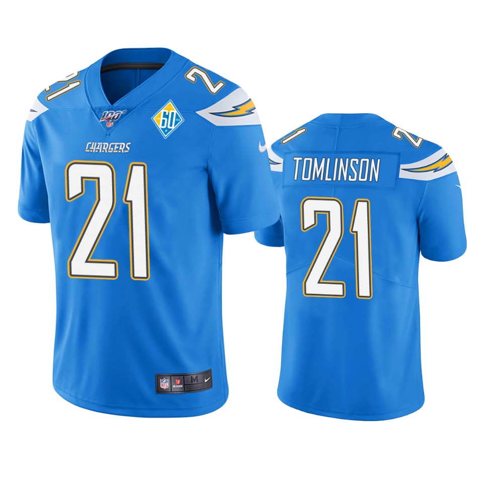 Los Angeles Chargers #21 Ladainian Tomlinson Light Blue 60th Anniversary Vapor Limited Jersey
