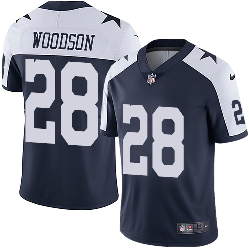 Dallas Cowboys #28 Darren Woodson Navy Blue Thanksgiving Men's Stitched Vapor Untouchable Limited Throwback Jersey Men's