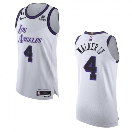 Los Angeles Los Angeles Lakers #4 Lonnie Walkerook White 2022-23 Authentic Jersey - City Edition Mens