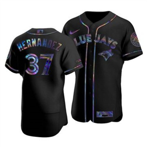 Toronto Toronto Blue Jays #37 Teoscar Hernandez Men's Iridescent Holographic Collection Jersey - Black Men's