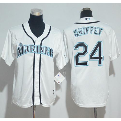Seattle Mariners #24 Ken Griffey White Cool Base Stitched Youth Jersey Youth