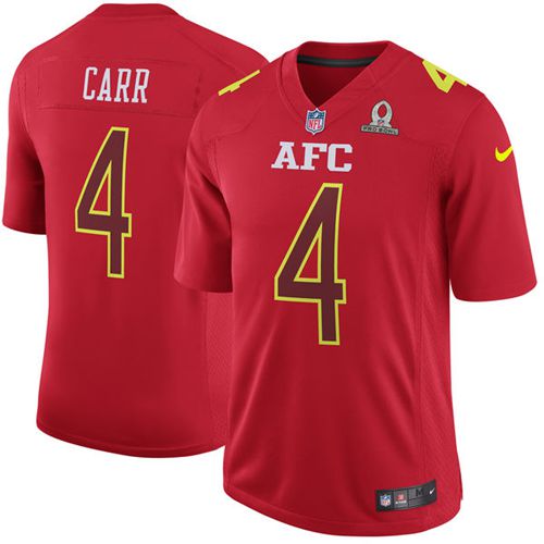 Raiders #4 Derek Carr Red Men's Stitched Game AFC 2017 Pro Bowl Jersey