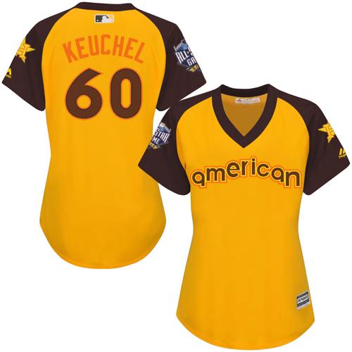 Houston Astros #60 Dallas Keuchel Gold 2016 All-Star American League Women's Stitched Jersey Womens