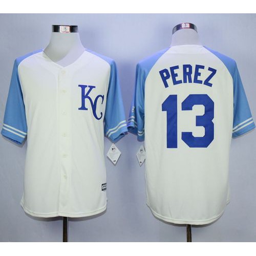 Kansas City Royals #13 Salvador Perez Cream Exclusive Vintage Stitched Jersey Men's