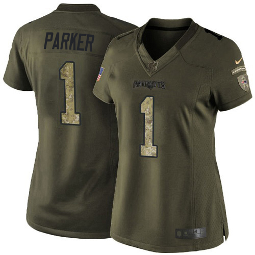 Patriots #1 DeVante Parker Green Women's Stitched Limited 2015 Salute To Service Jersey