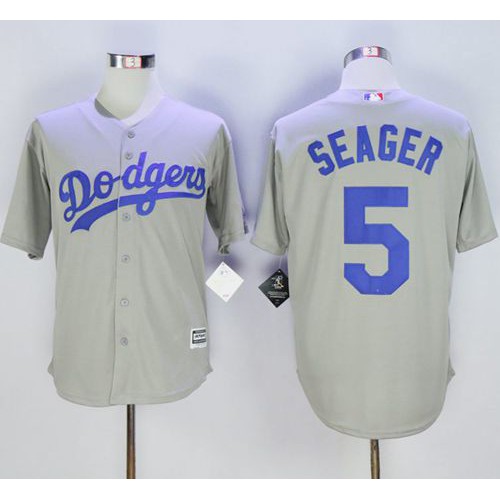 Los Angeles Dodgers #5 Corey Seager Grey New Cool Base Stitched Jersey Men's