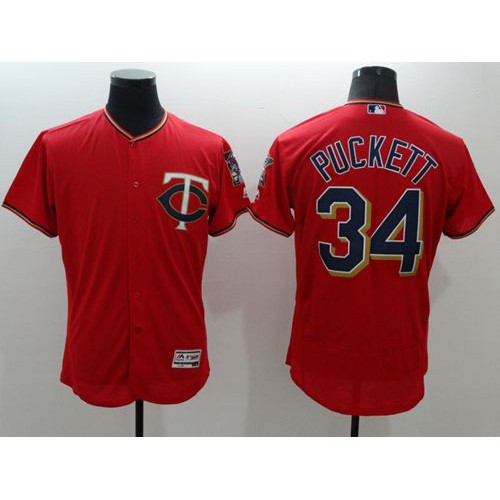 Minnesota Twins #34 Kirby Puckett Red Flexbase Authentic Collection Stitched Jersey Men's
