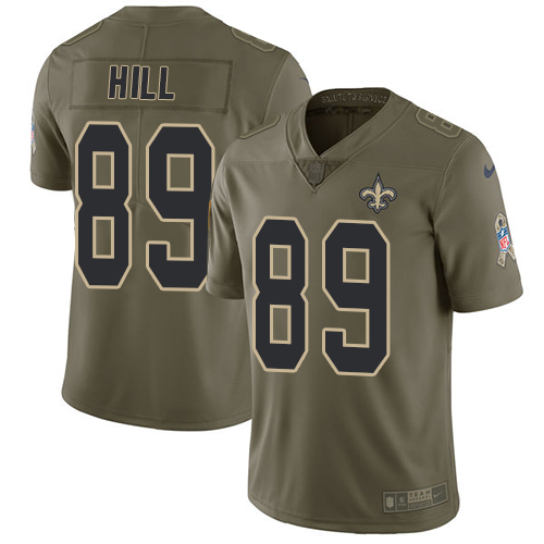 New Orleans Saints #89 Josh Hill Olive Men's Stitched Limited 2017 Salute To Service Jersey Men's