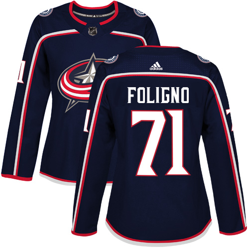 Adidas Columbus Blue Jackets #71 Nick Foligno Navy Blue Home Authentic Women's Stitched Jersey Womens
