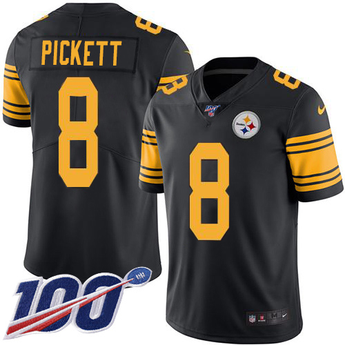Steelers #8 Kenny Pickett Black Youth Stitched Limited Rush 100th Season Jersey