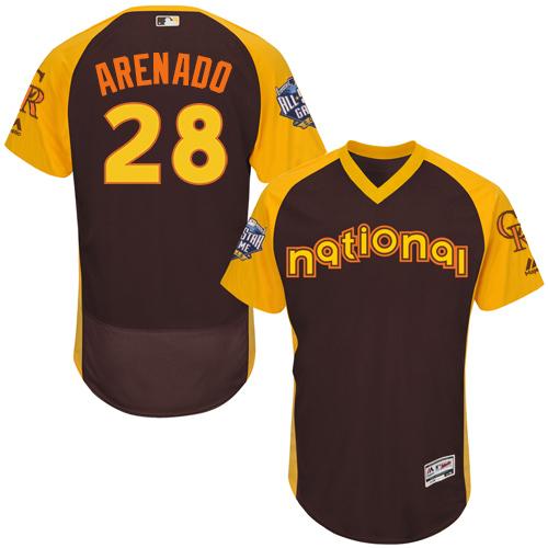 Colorado Rockies #28 Nolan Arenado Brown Flexbase Authentic Collection 2016 All-Star National League Stitched Jersey Men's