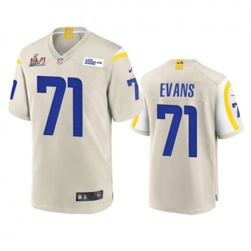 Los Angeles Los Angeles Rams #71 Bobby Evans Men's Super Bowl LVI Patch Game Jersey - Bone Men's