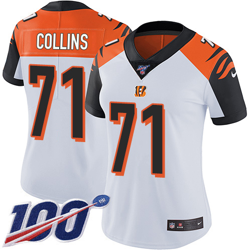 Bengals #71 La'el Collins White Women's Stitched 100th Season Vapor Untouchable Limited Jersey