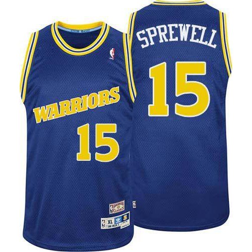 Golden State Warriors #15 Latrell Sprewell Blue Throwback Stitched Jersey Mens