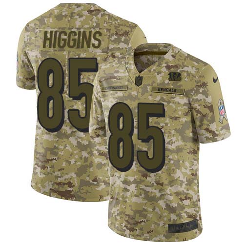 Bengals #85 Tee Higgins Camo Youth Stitched Limited 2018 Salute To Service Jersey
