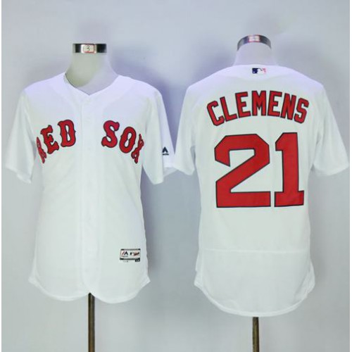 Boston Red Sox #21 Roger Clemens White Flexbase Authentic Collection Stitched Jersey Men's