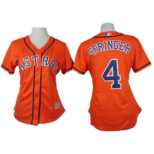 Houston Astros #4 George Springer Orange Alternate Women's Stitched Jersey Womens
