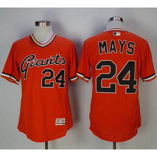 San Francisco Giants #24 Willie Mays Orange Flexbase Authentic Collection Cooperstown Stitched Jersey Men's